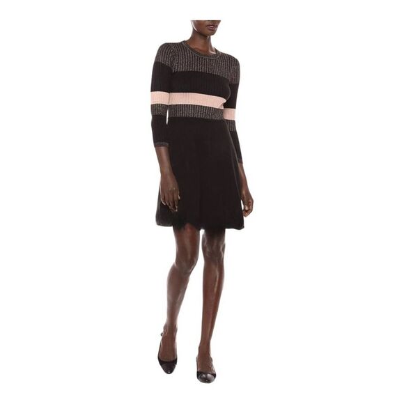 TAYLOR Black Blush-Pink Gray Office Desk to Dinner Party Stretchy Sweater Dress - Picture 1 of 16
